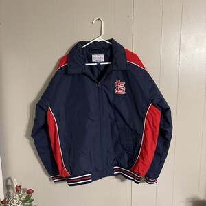 MLB St. Louis Cardinals Reversible hood insulated poly varsity jacket men XL